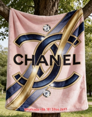Luxury Chanel Double C Logo Flannel Sofa Throw Blanket IMG_7014